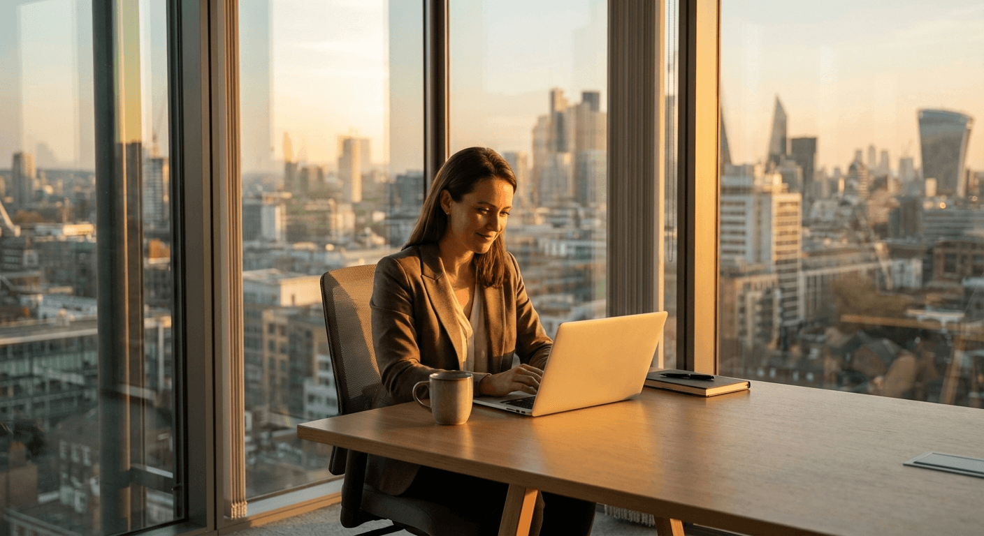 Legal professional reviewing documents